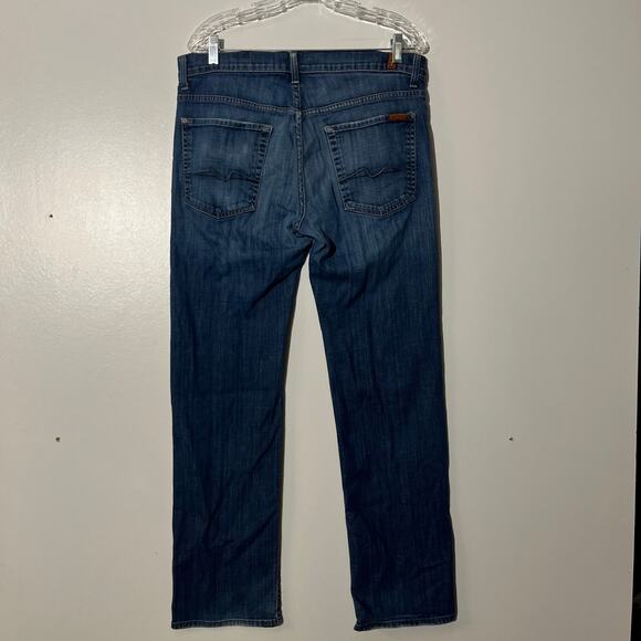 7 For All Mankind Relaxed Fit Straight Leg Distressed Blue Jeans Men’s Size‎ 33 - Picture 4 of 7